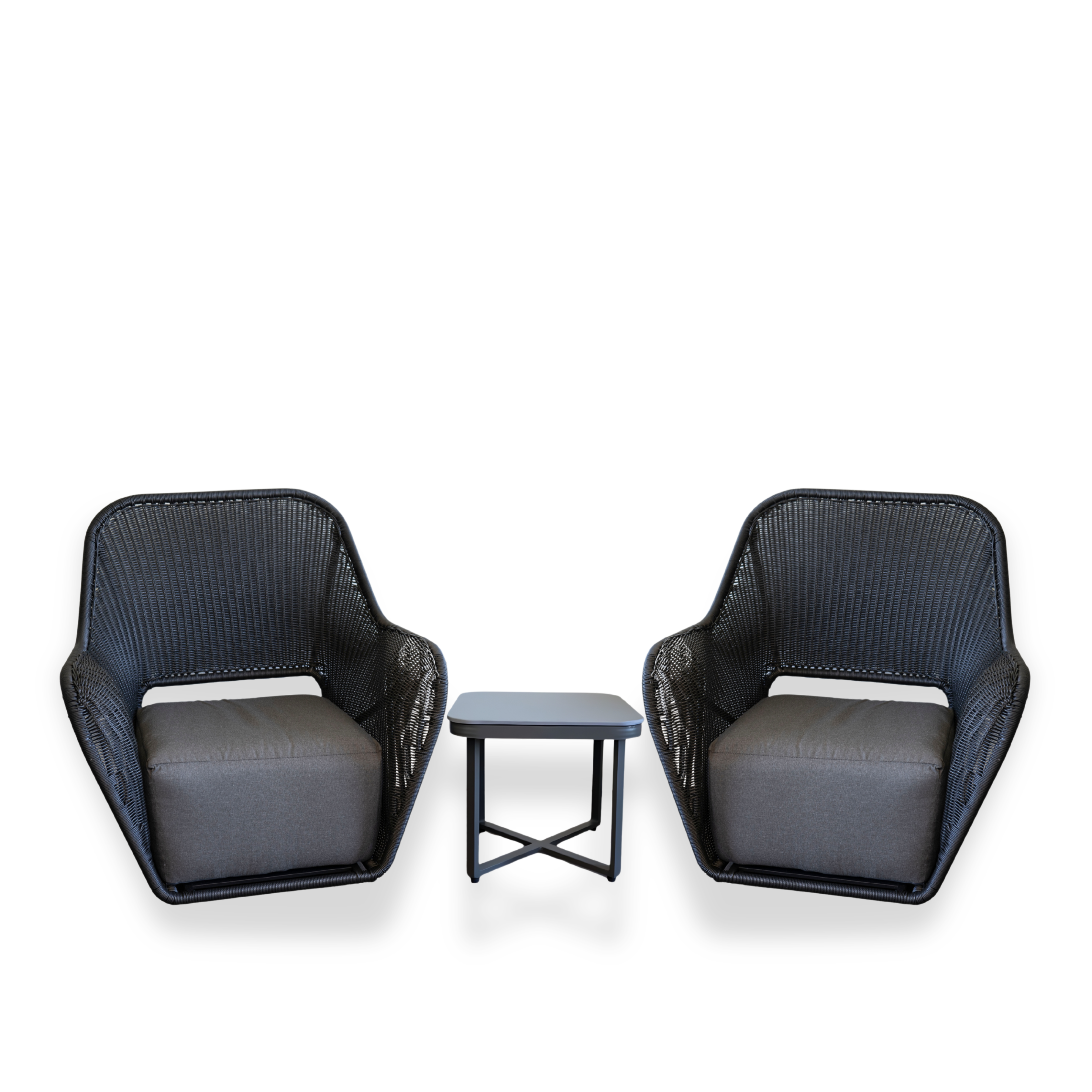 3-Piece Aluminum Lounge Set with Rattan