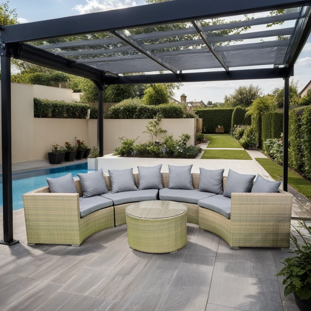 Semicircle Sectional Aluminium Sofa set with table