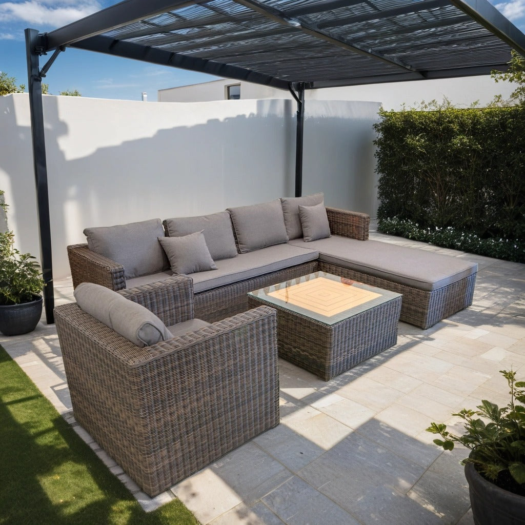 Grey and brown sectional sofa set