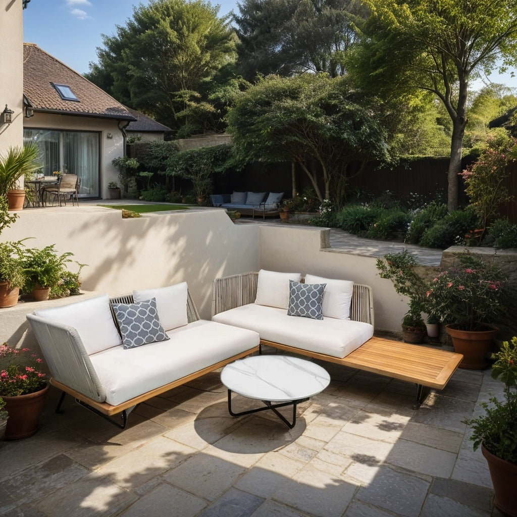 Sectional sofa set with white table