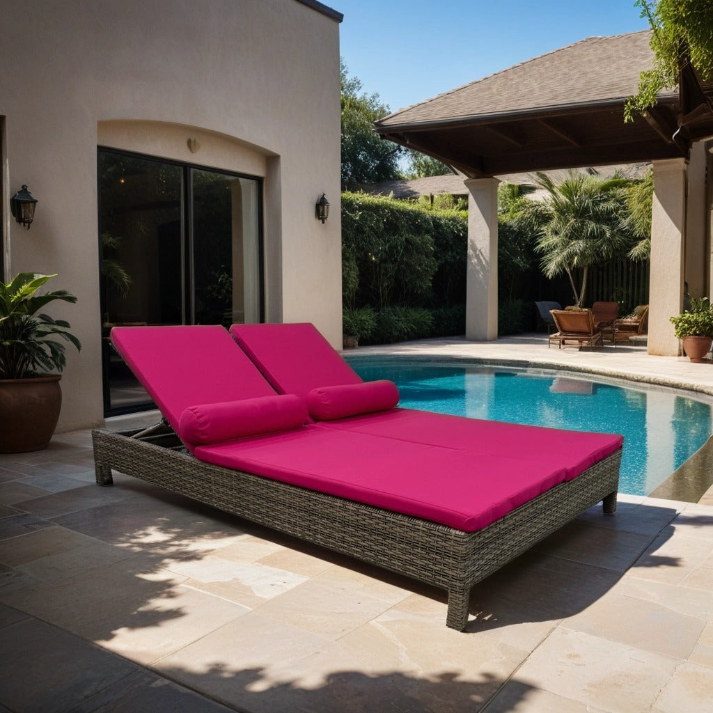 Deep pink double rest sunbed