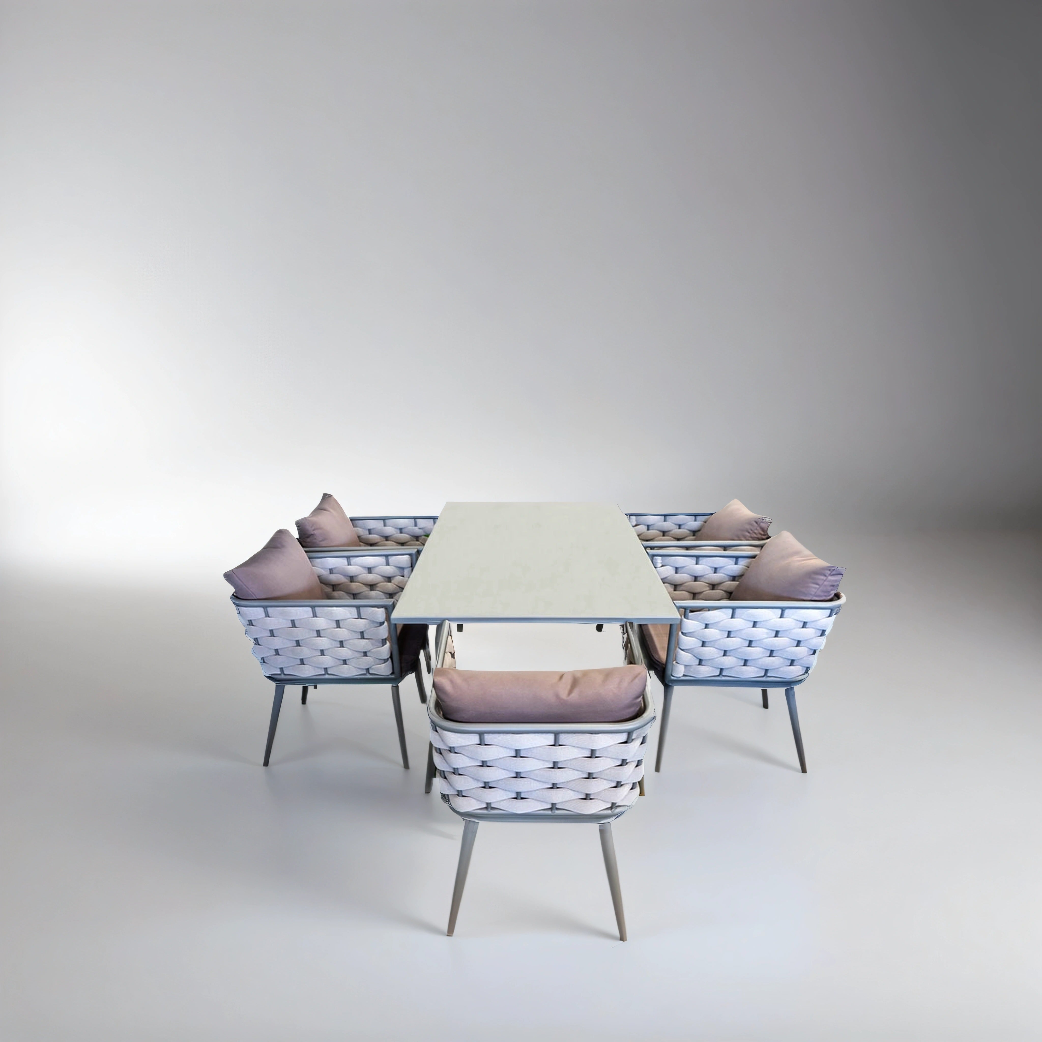 Grey aluminium dining set for 6