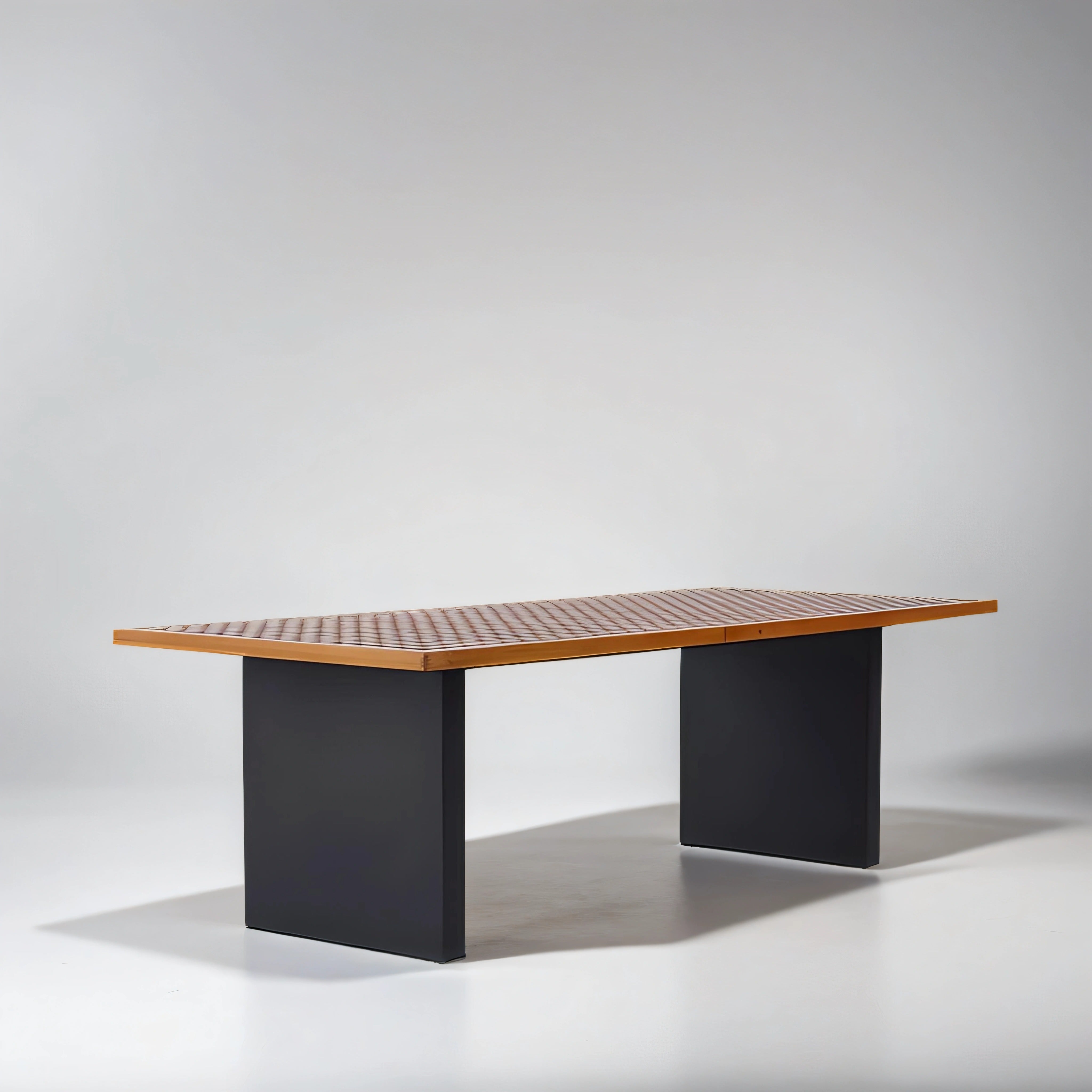 Outdoor Patio Dining Set with Rectangle Teak Table & Rattan Chairs