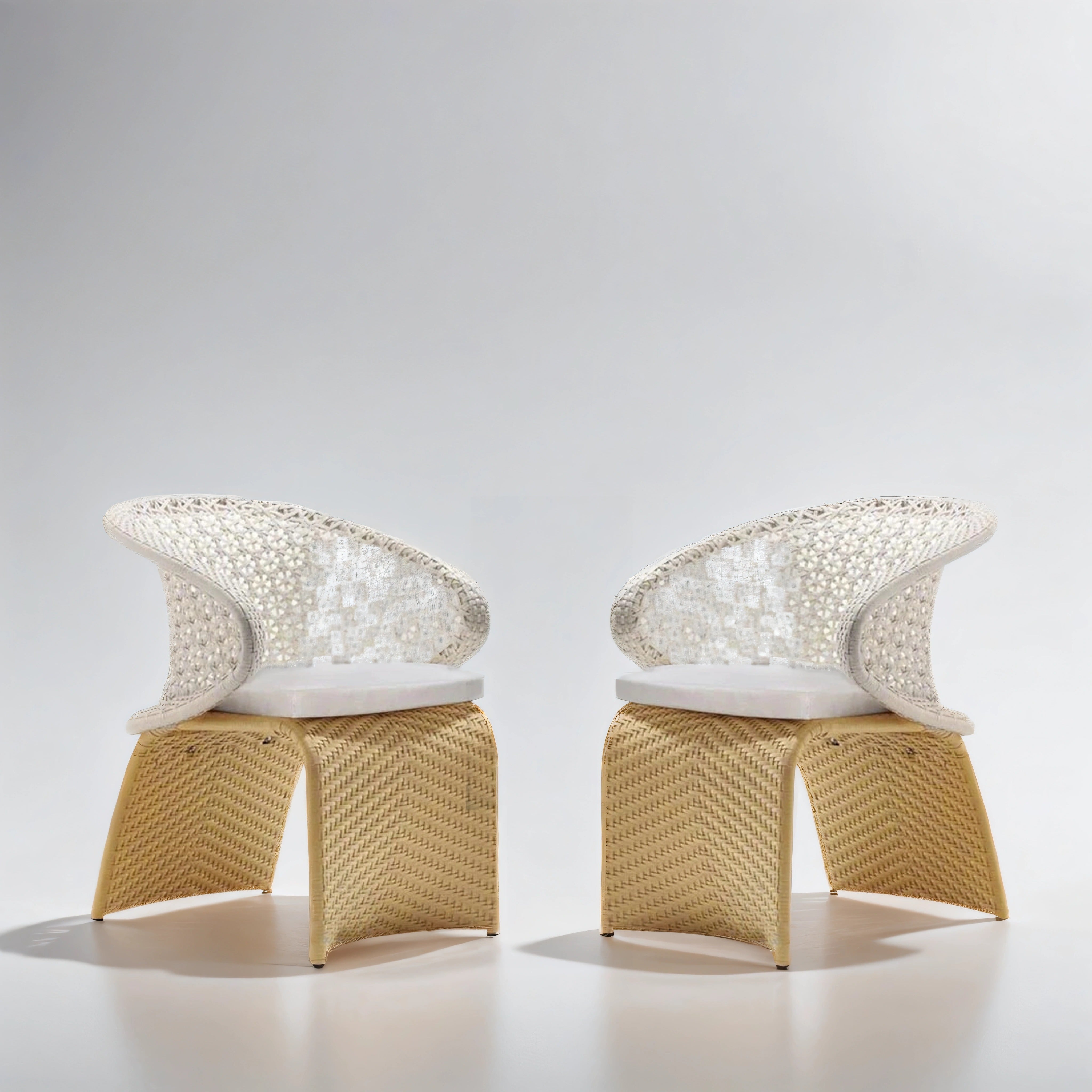 Patio Dining Set, Garden Oval Dining Table, 6 Rattan Chair with Black Glass Top