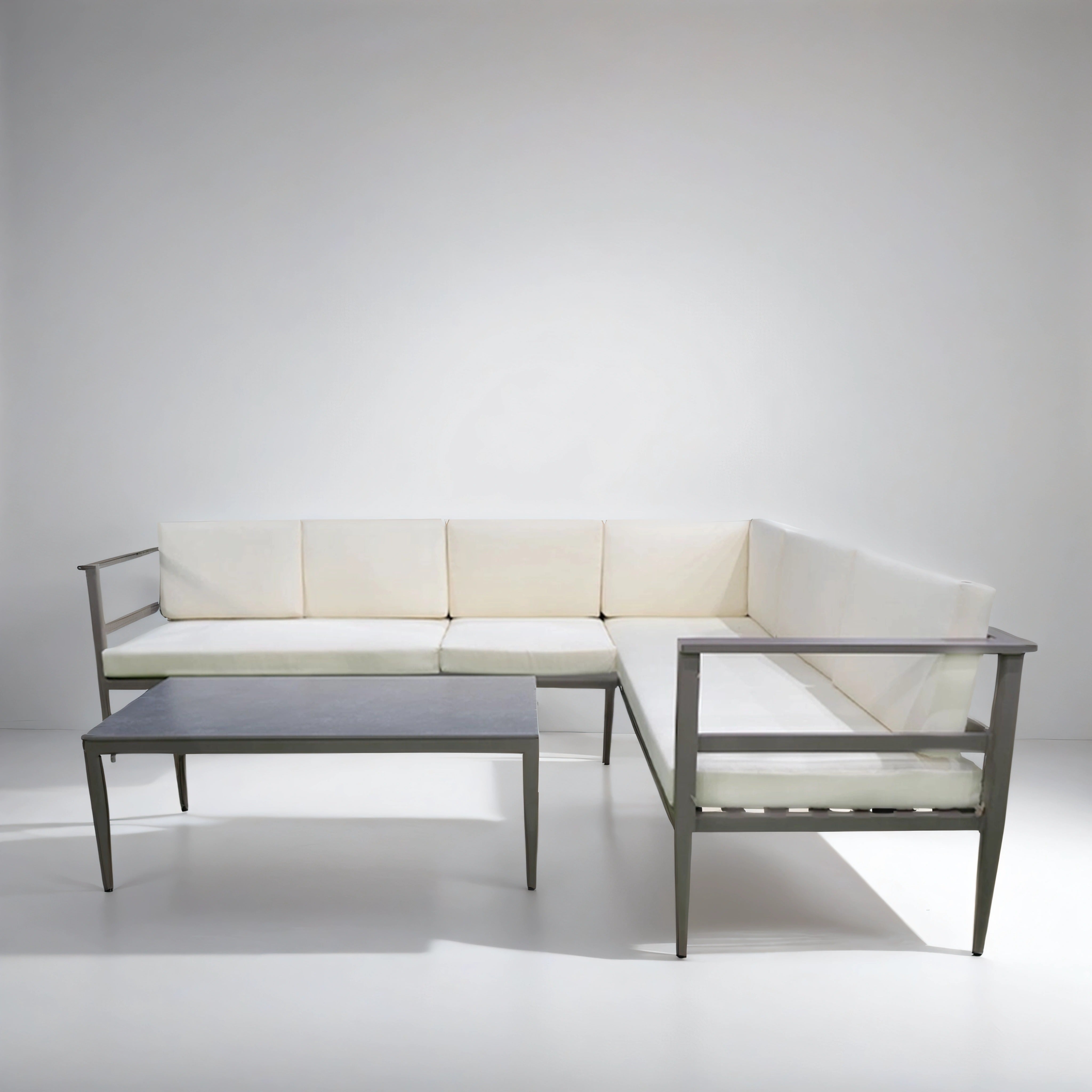 Aluminum white sofa set with table