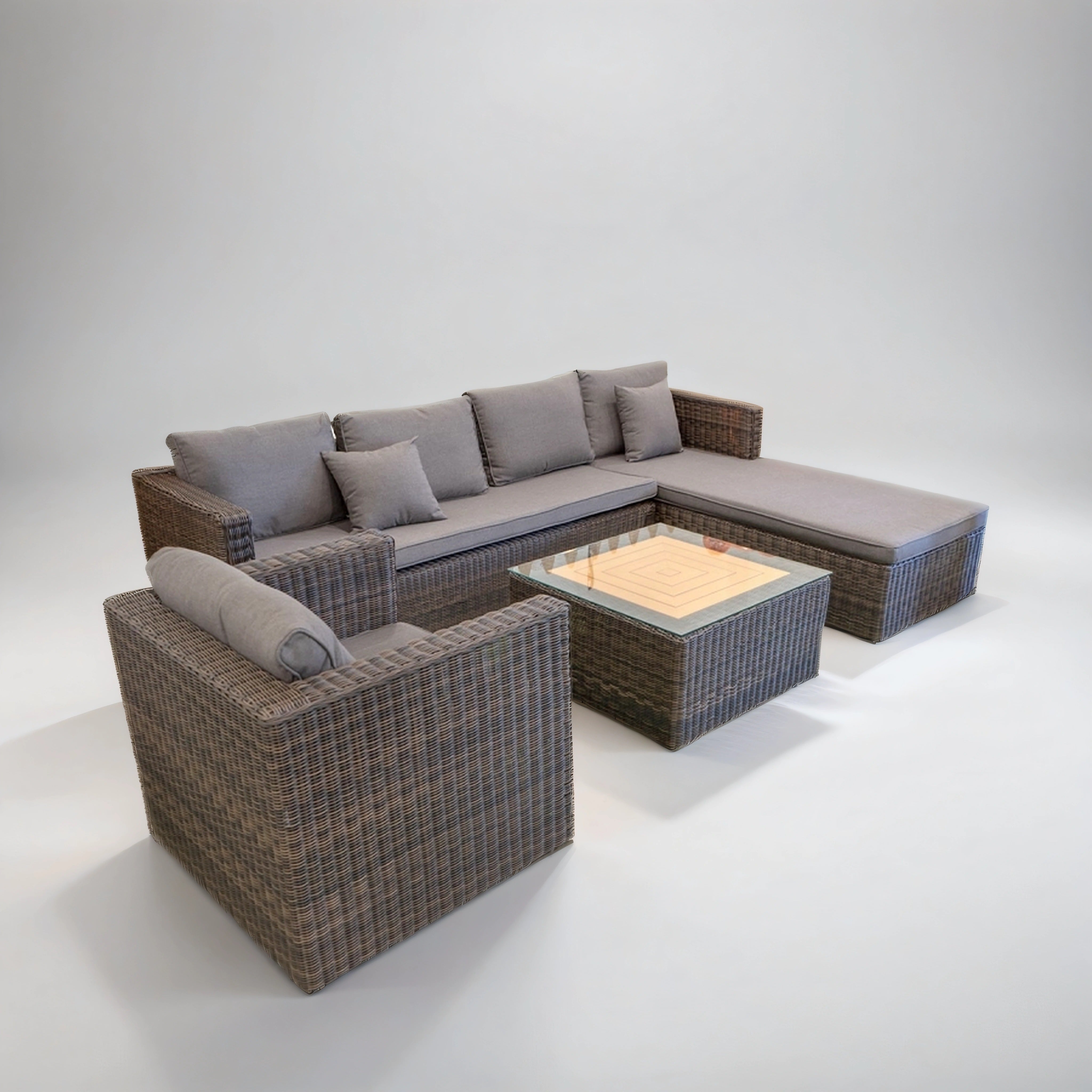 Grey and brown sectional sofa set