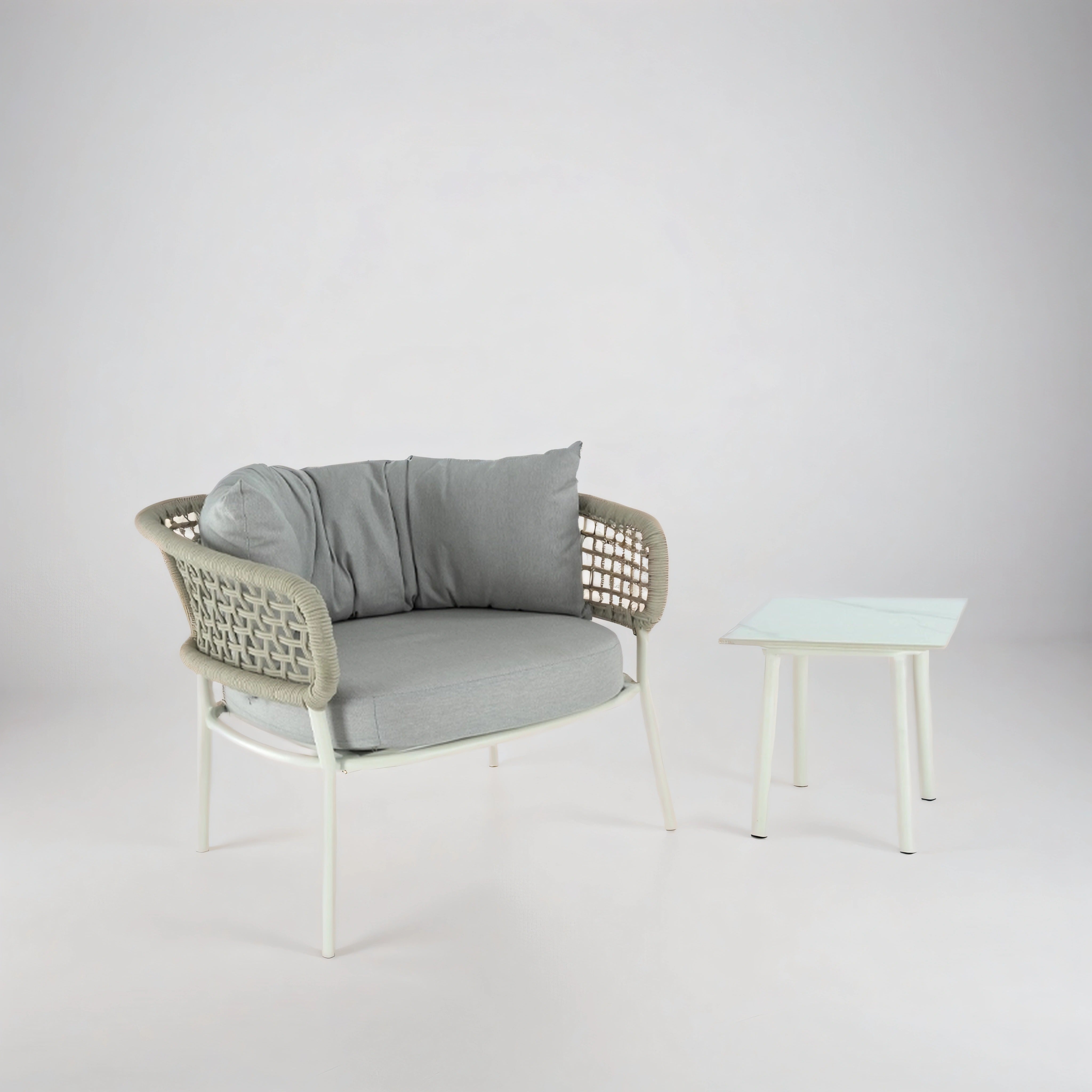 Set of Two Lounge Armchairs with table