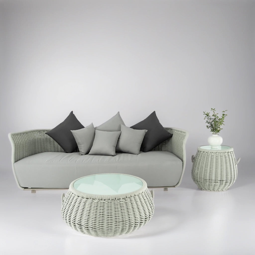 Grey Sofa with Two Tables
