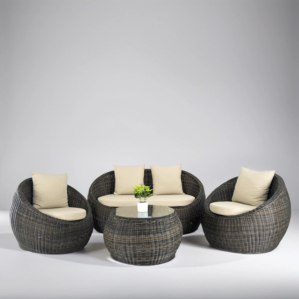 Brown wicker lounge set