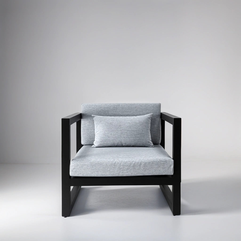 Aluminium Gray Lounge set with 1 sofa, 2 armchairs and coffee table