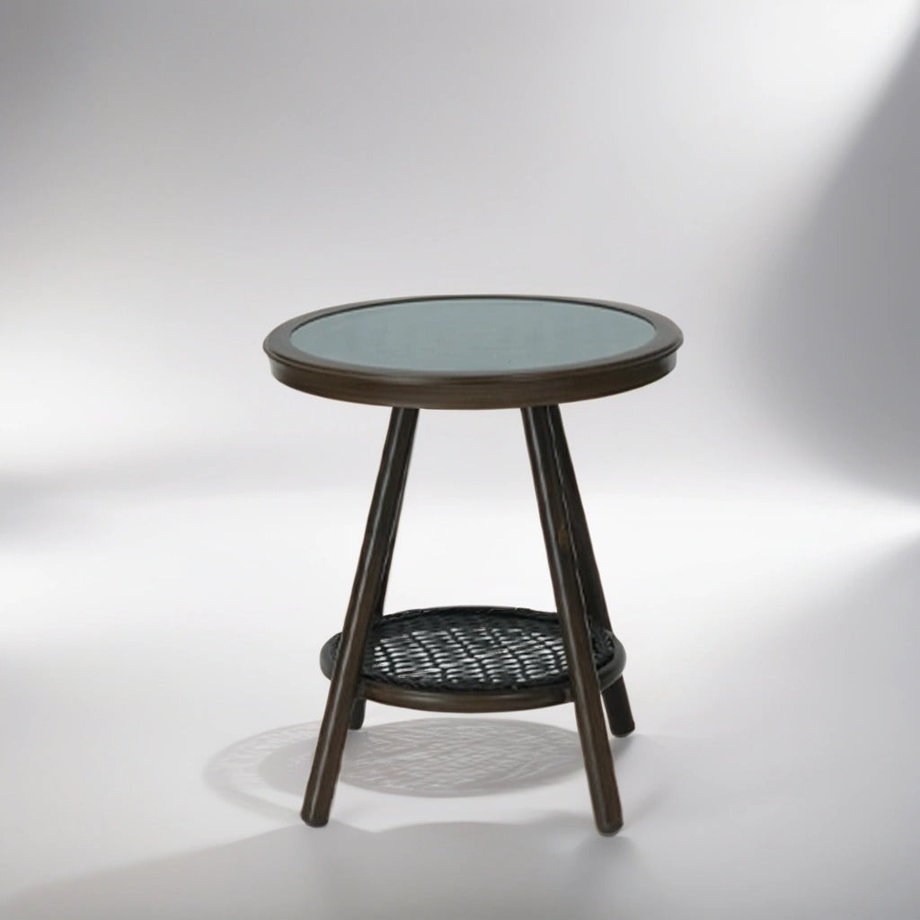 Brown Lounge Set with 2 chairs and glass coffee table