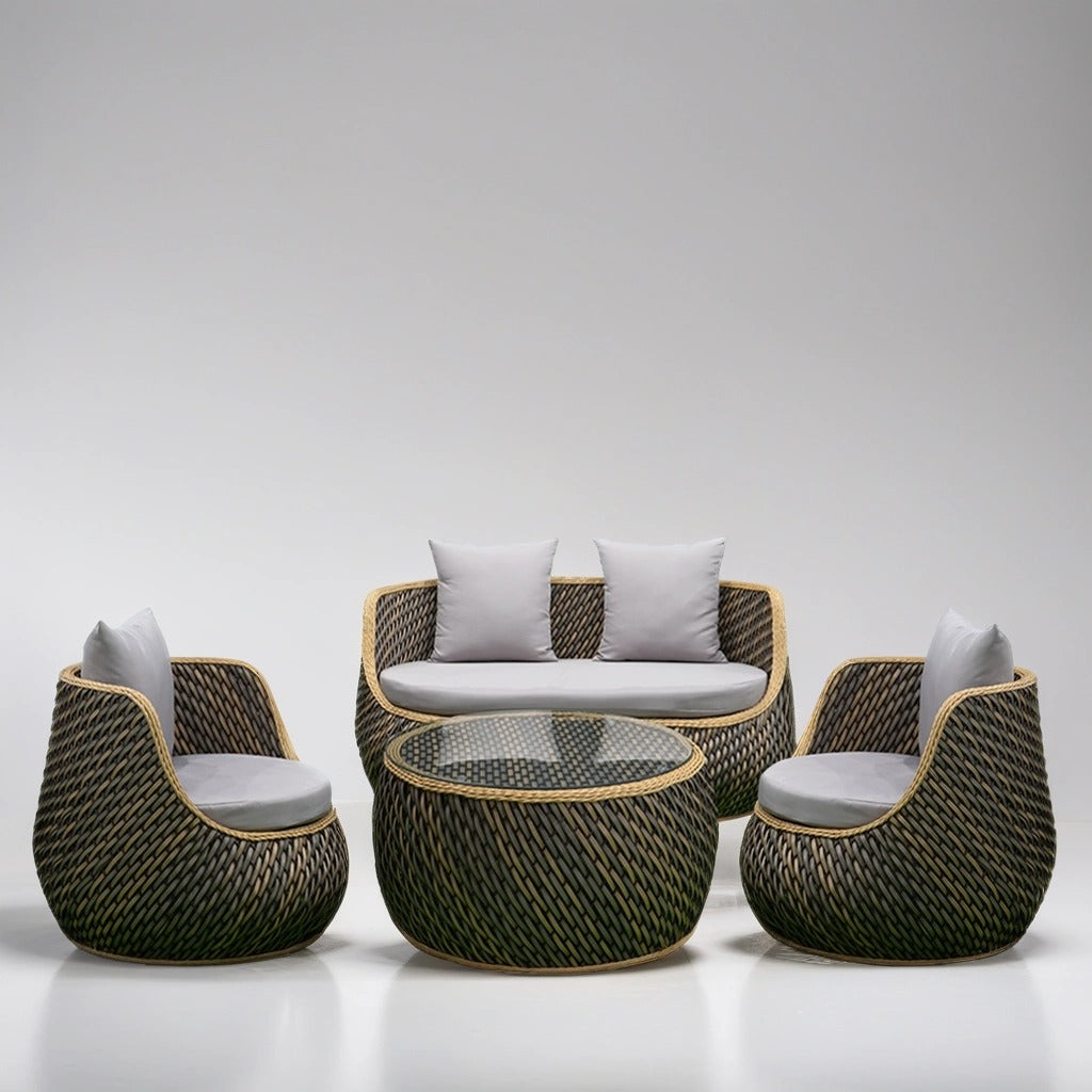 Brown rattan lounge set