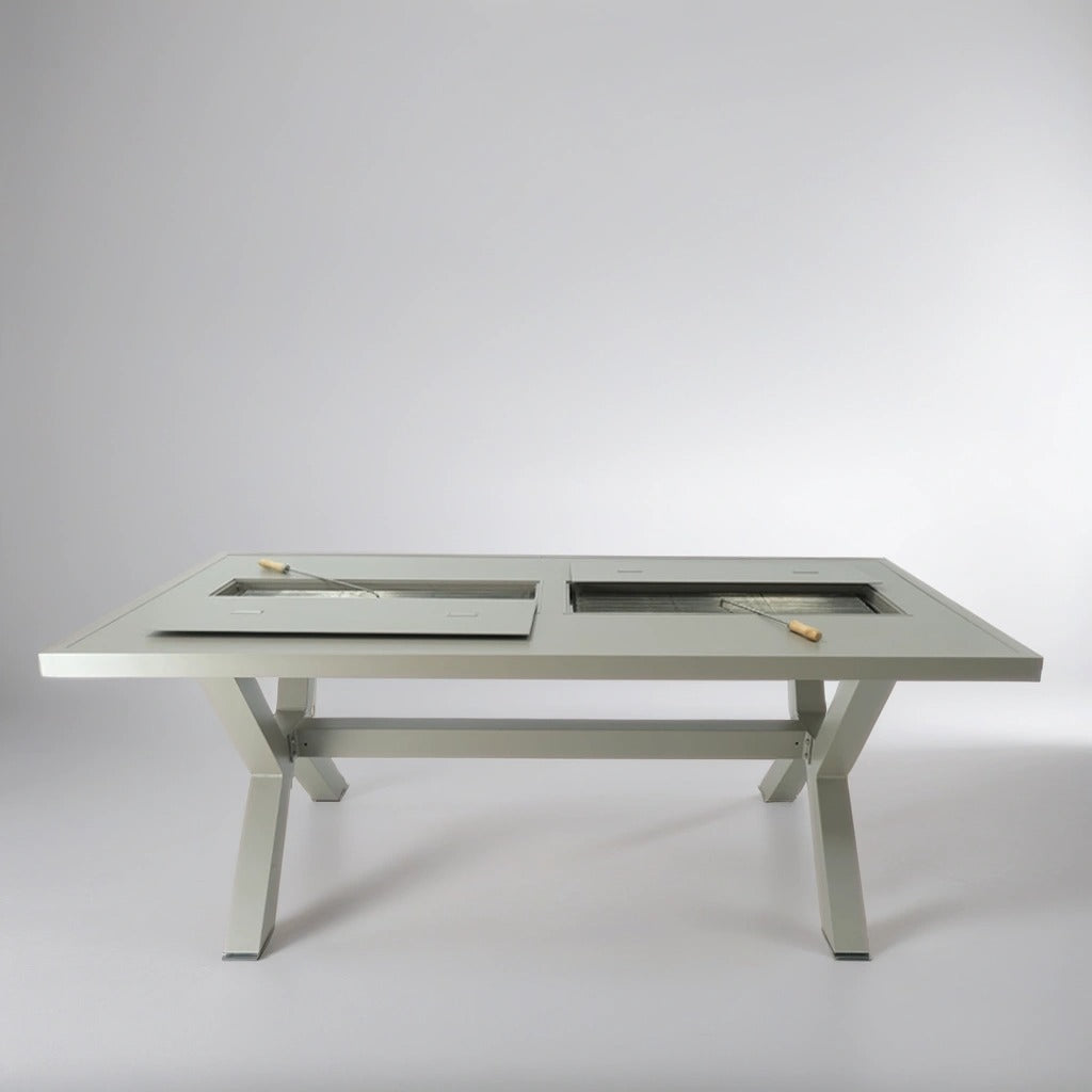 Charcoal BBQ Table crafted in aluminum with 4 chairs