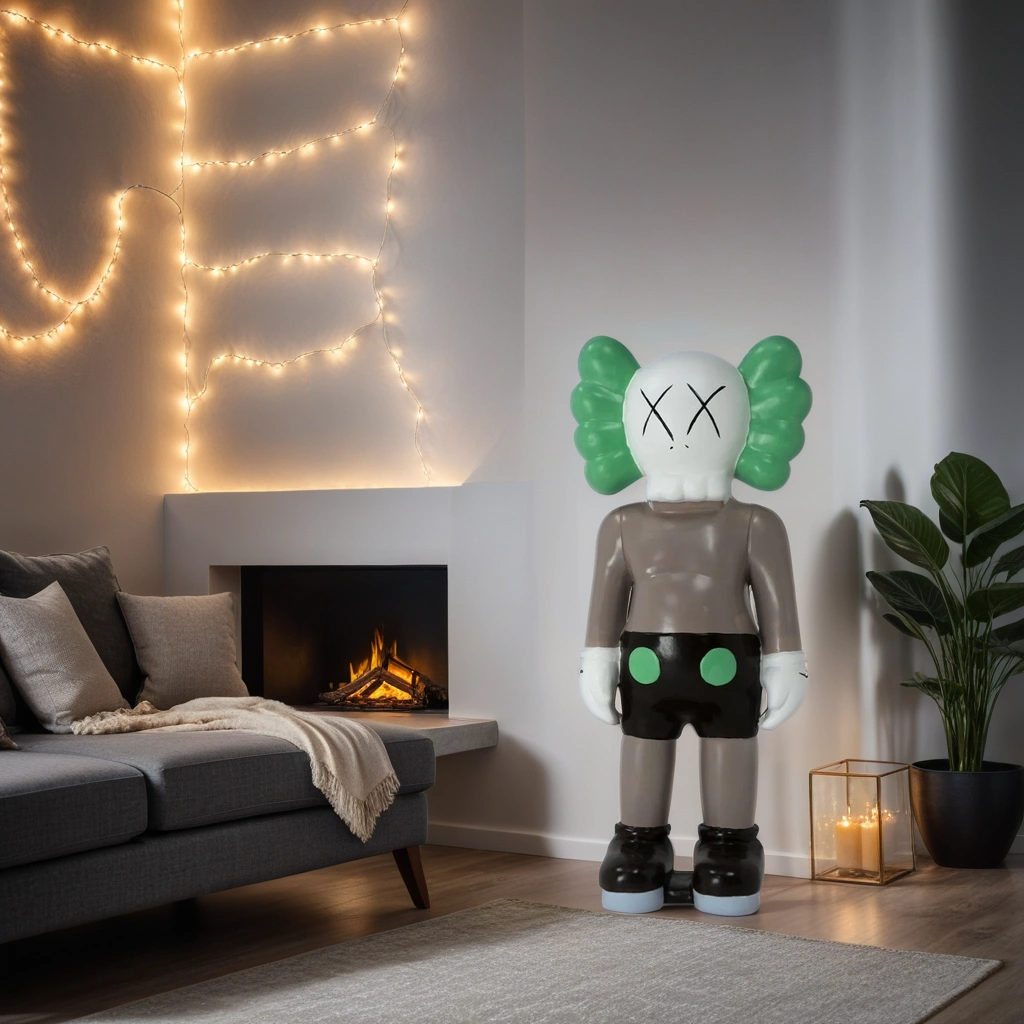 Decorative Statue, Grey and Green