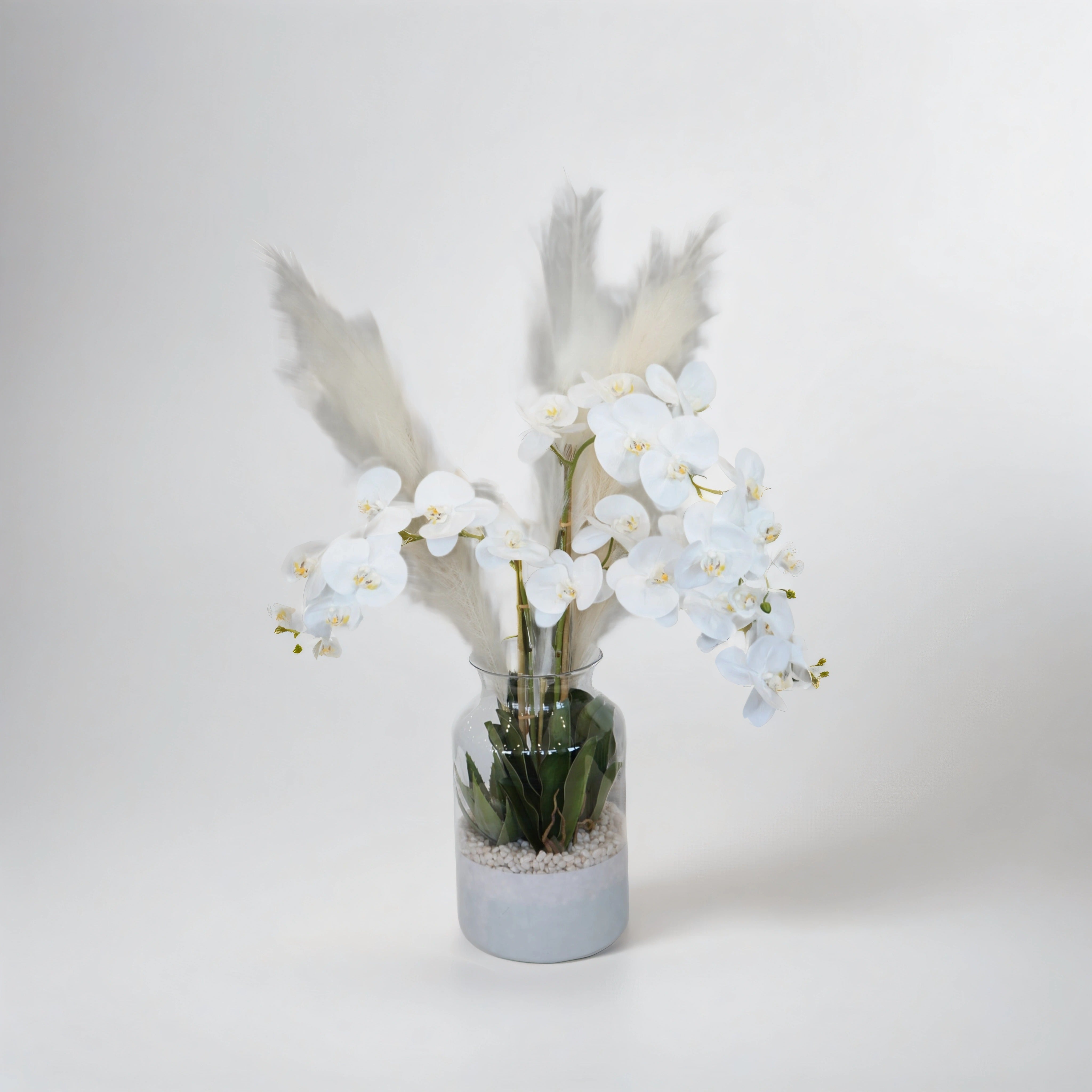 17.25" Poet Glass Vase with Orchid Arrangement