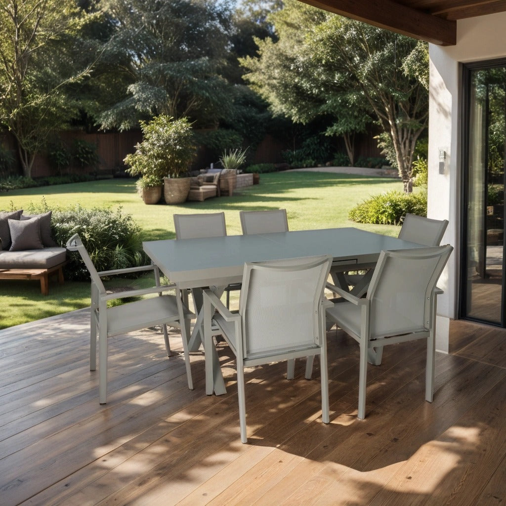 Dining set with extendable dining table and 6 chairs