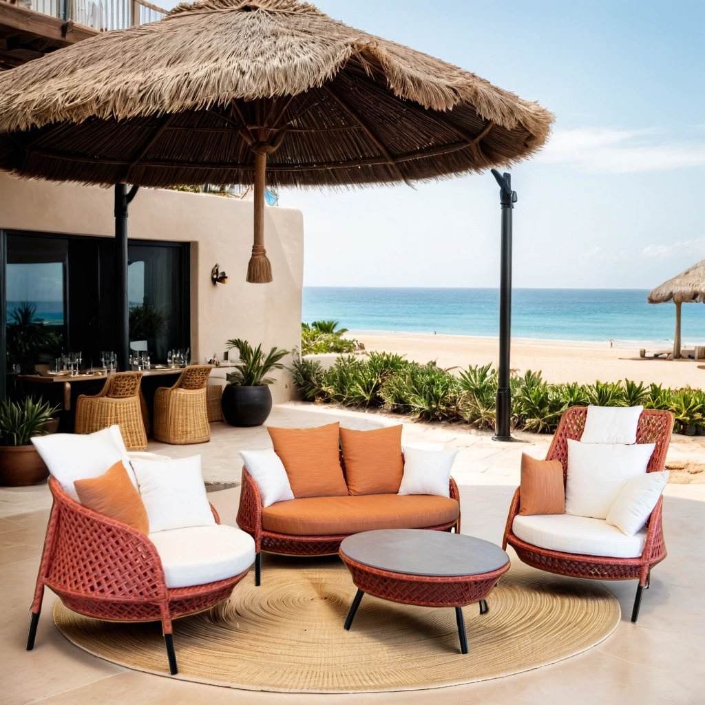 Modern Outdoor Aluminum Patio Lounge Sets with Cushions, 4-Piece