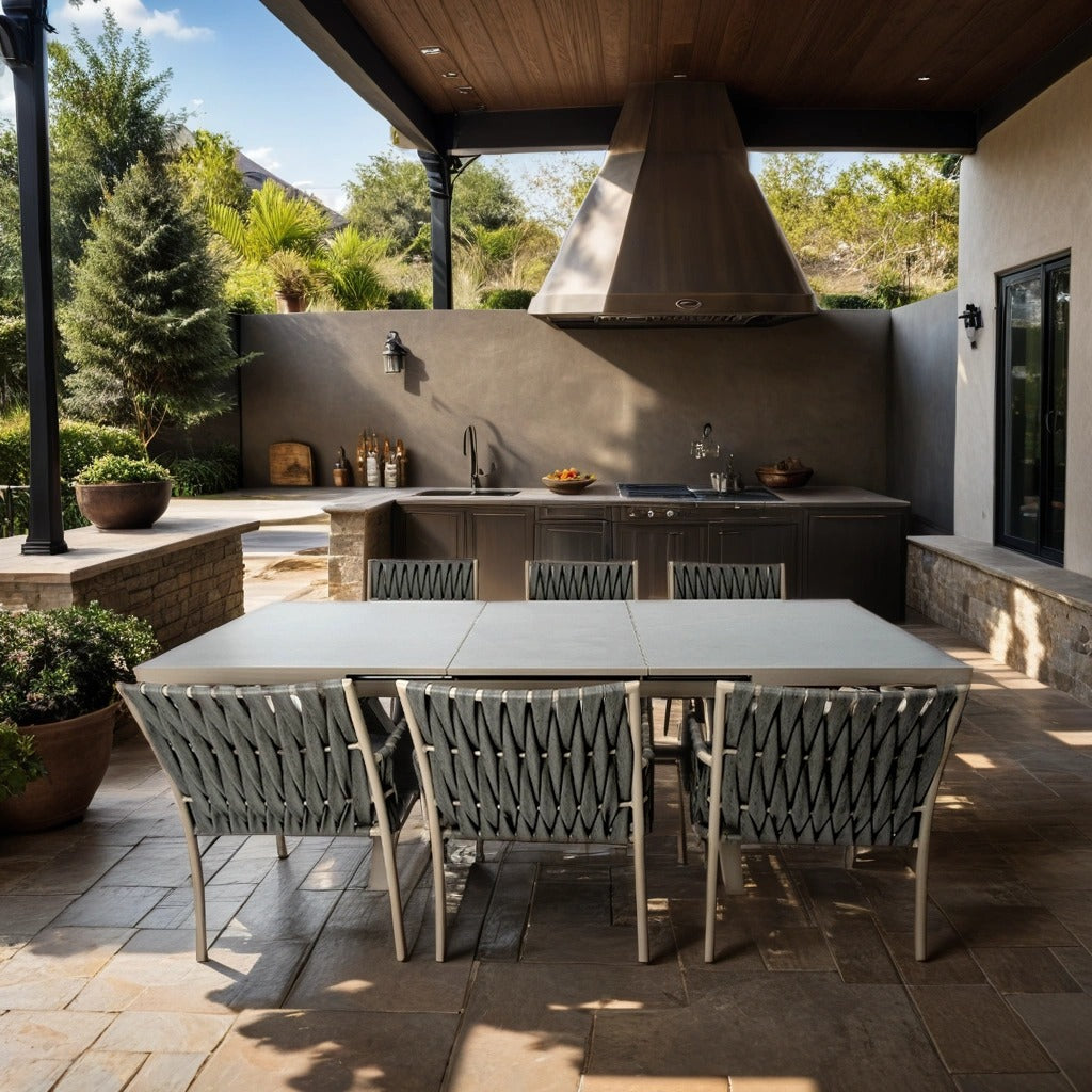Grey dining set with extendable table