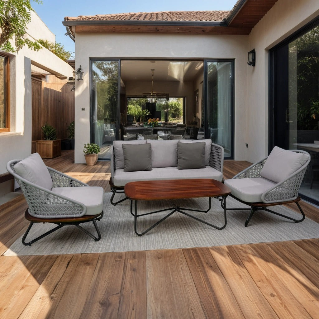 Grey and wood lounge set