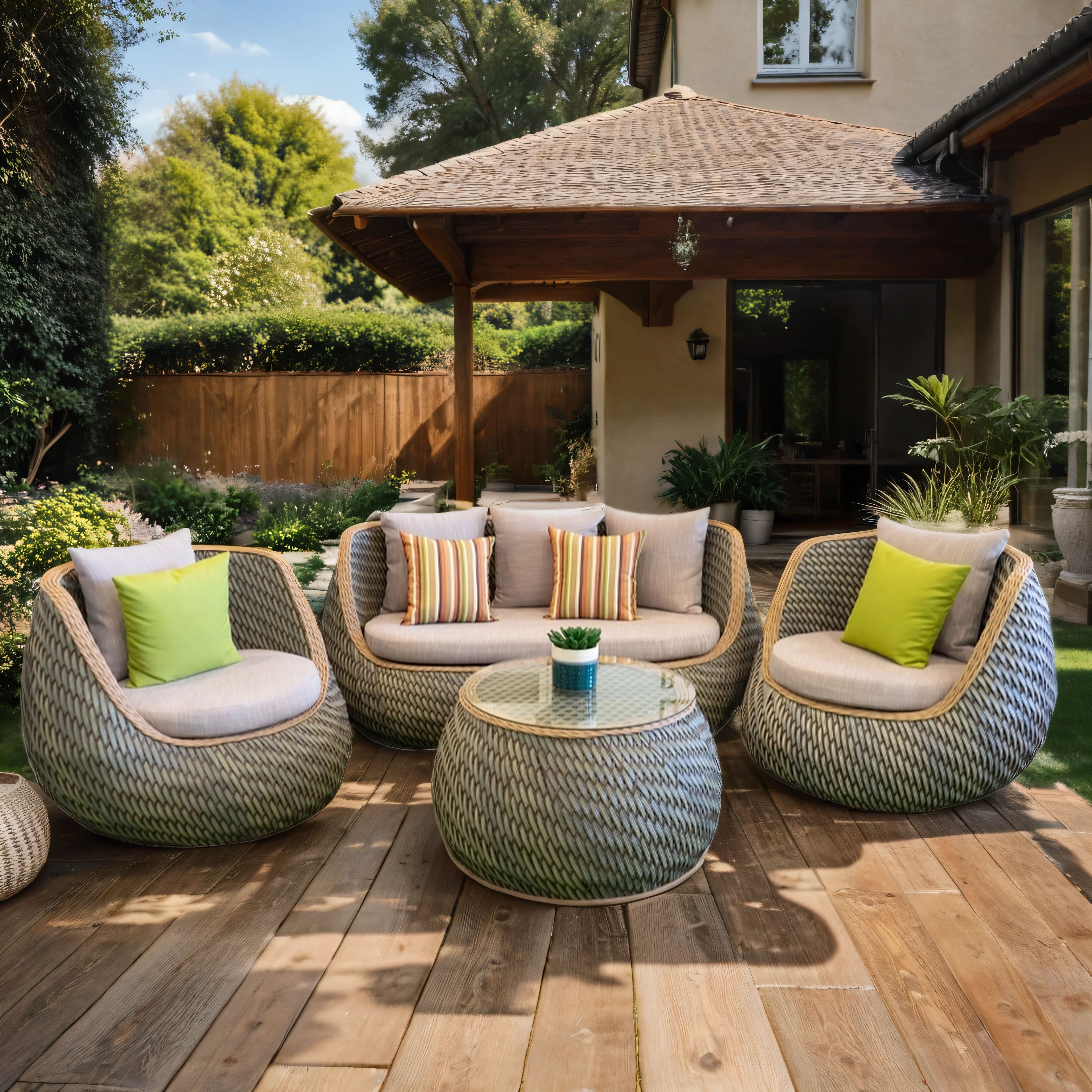 Brown lounge set with cusions