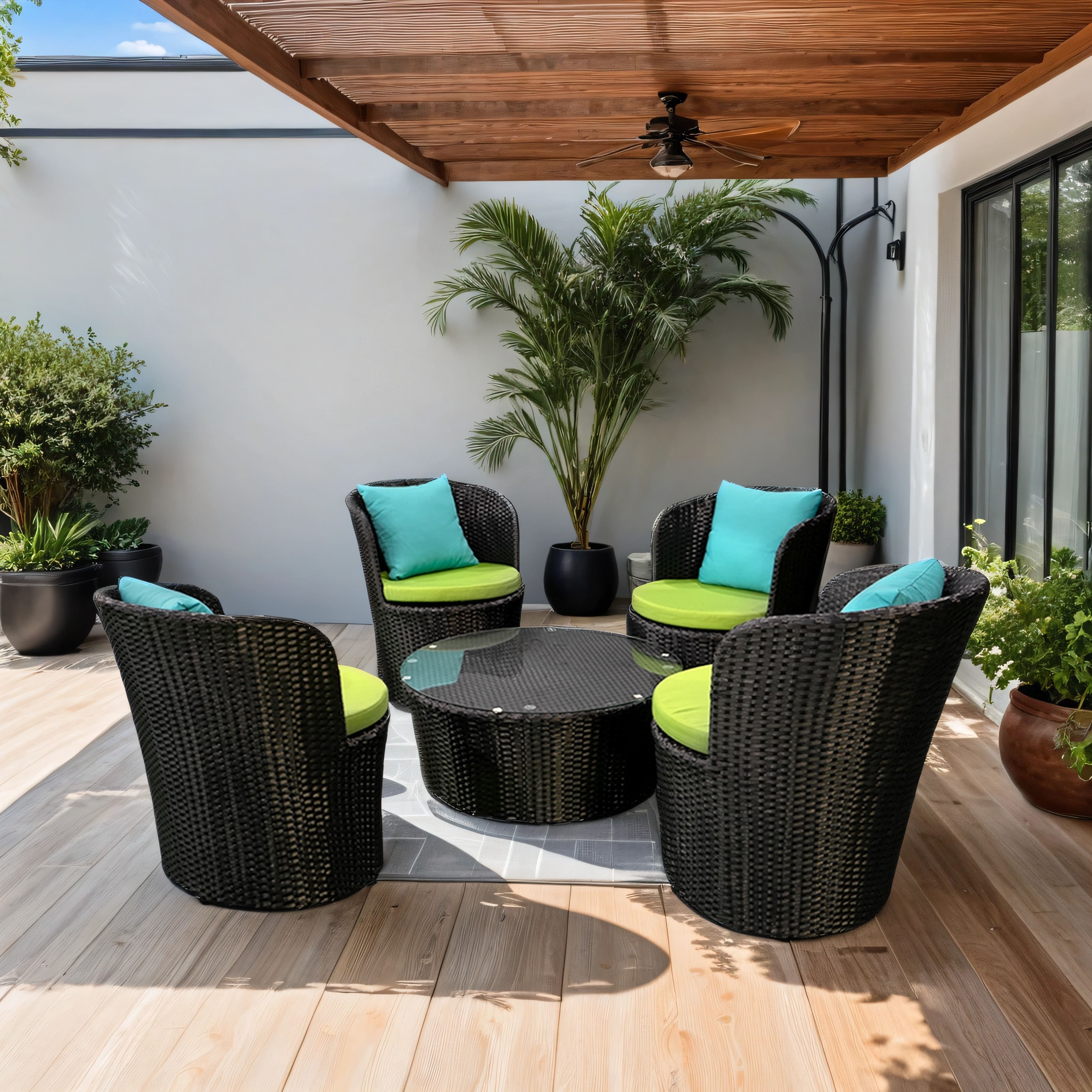 Green and Blue Lounge Set for 4