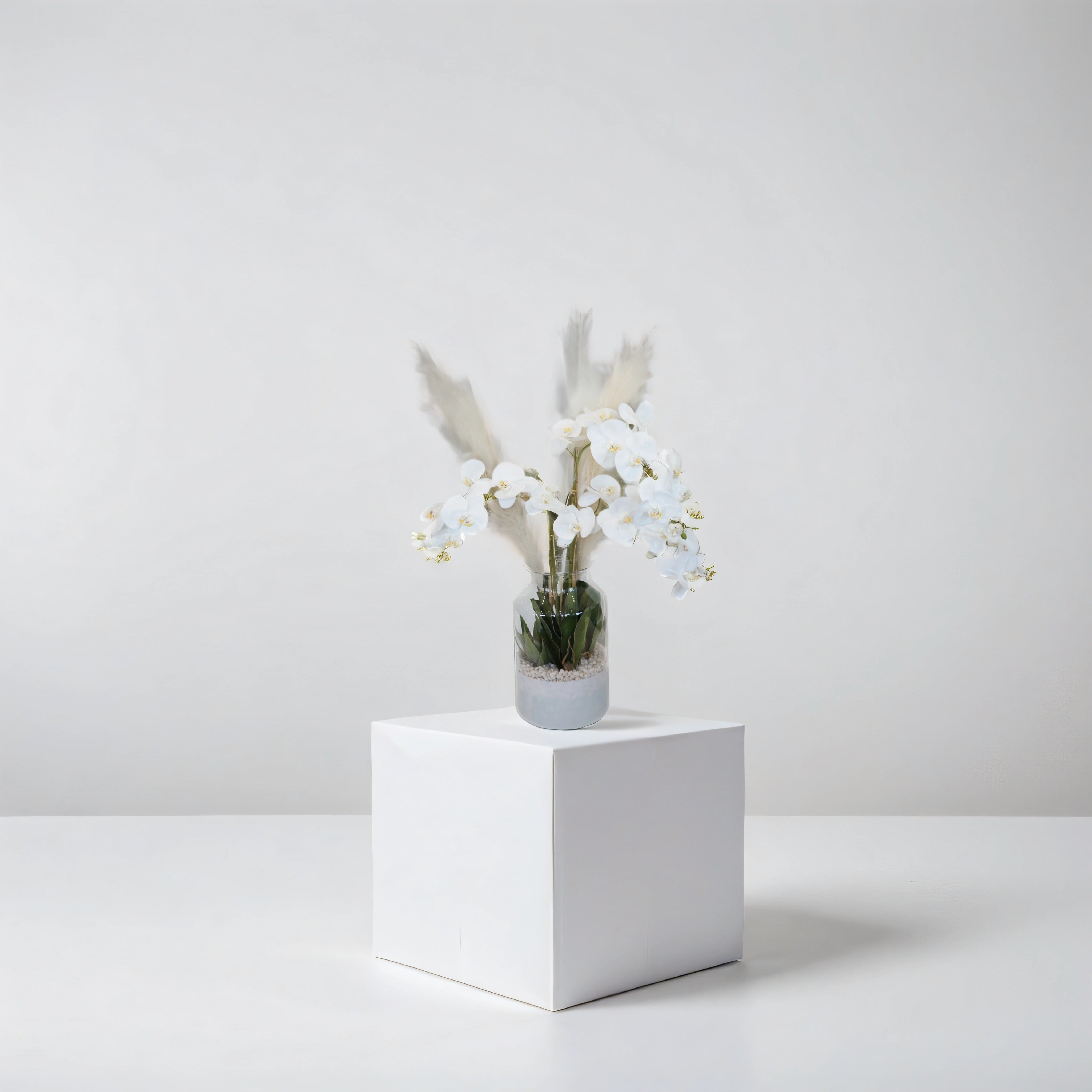 17.25" Poet Glass Vase with Orchid Arrangement