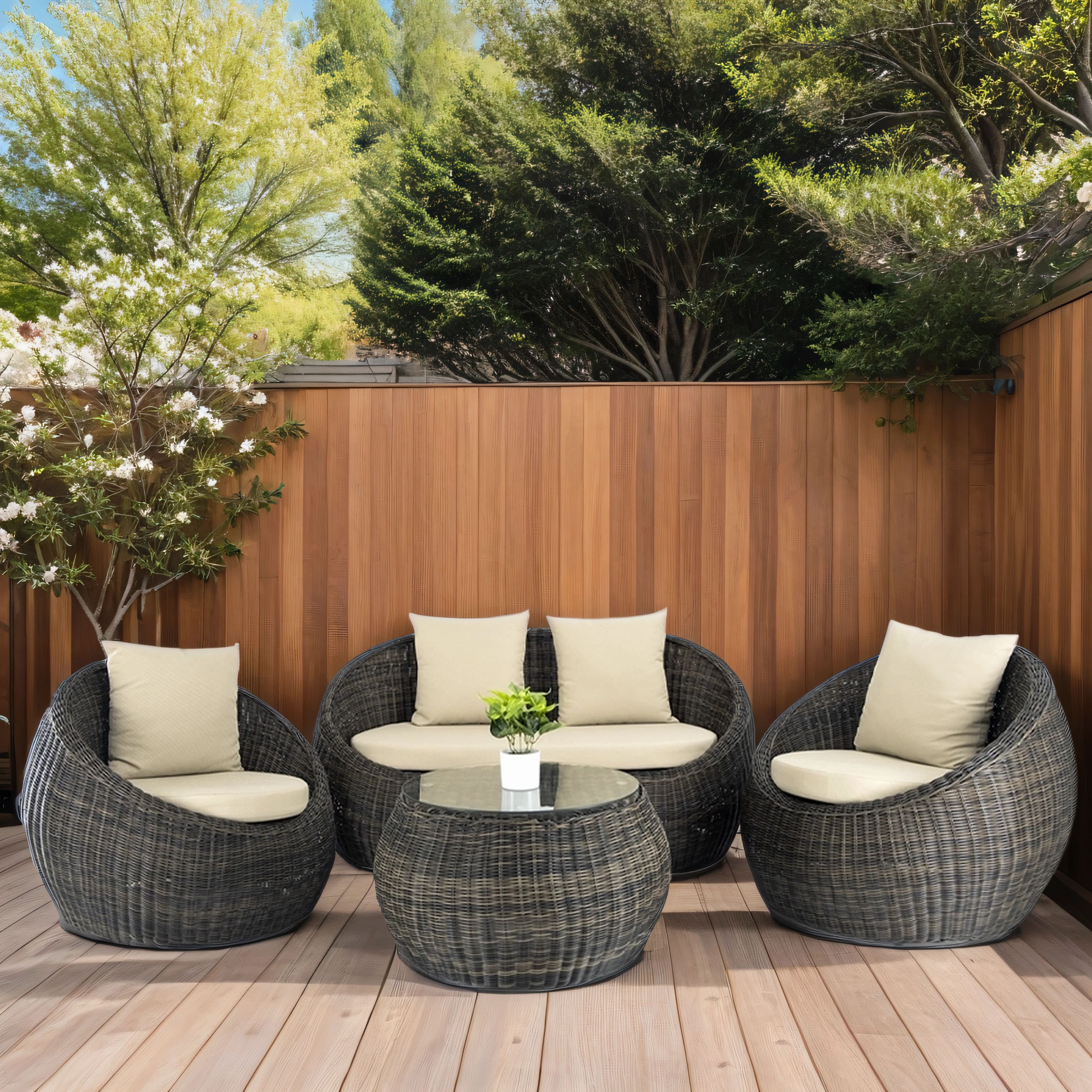 Brown wicker lounge set