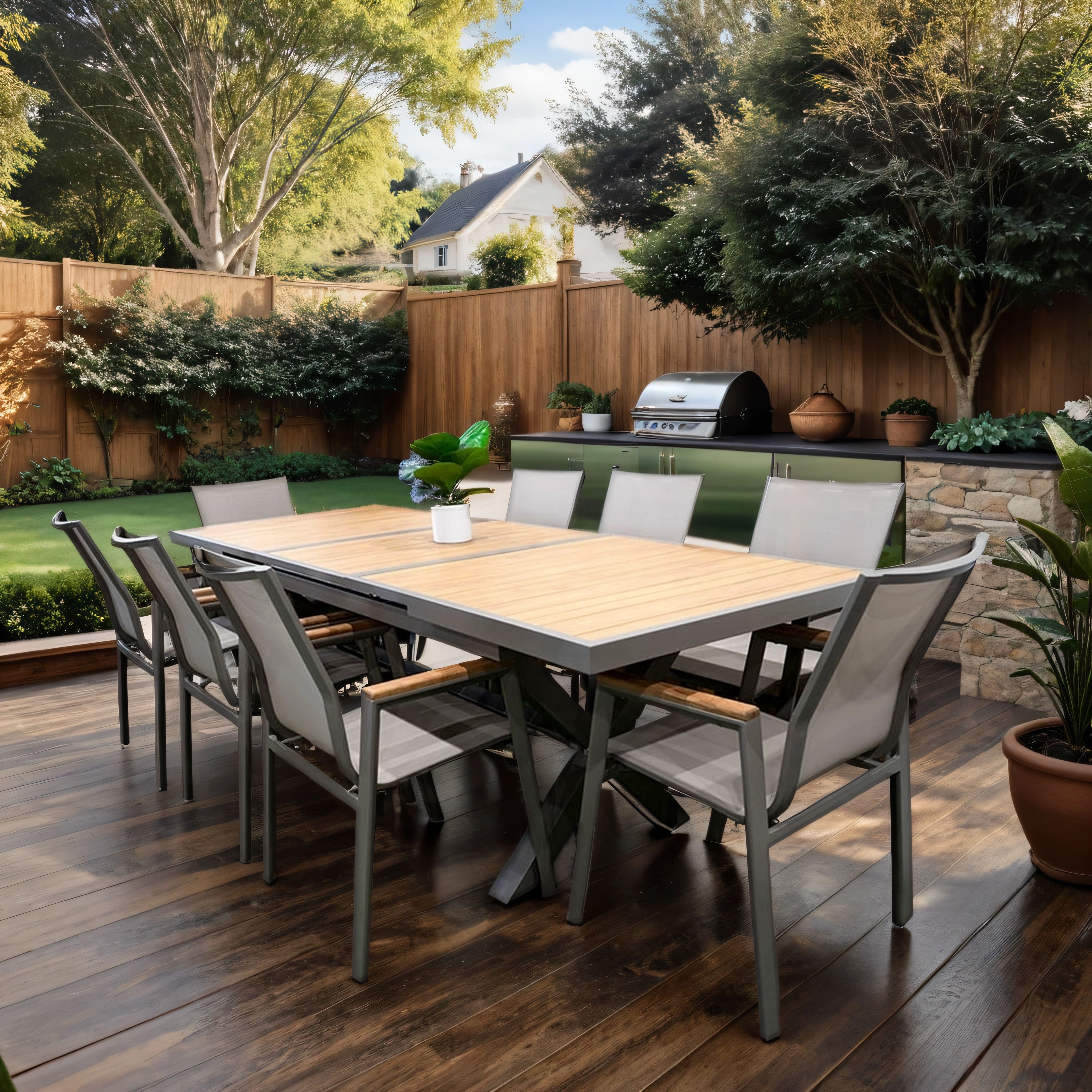 Dining set with extendable table