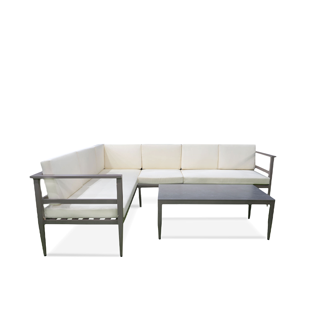 Aluminum white sofa set with table