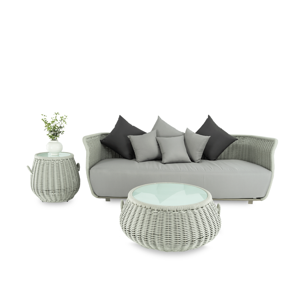 Grey Sofa with Two Tables