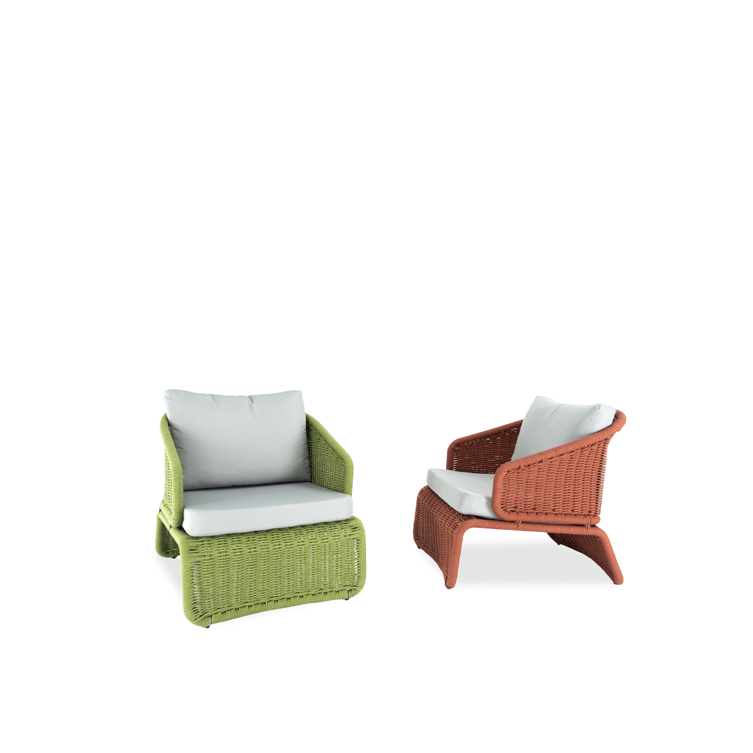 Green and red lounge set with the table