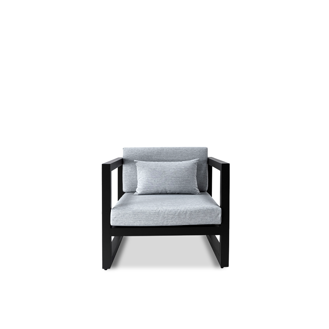 Aluminium Gray Lounge set with 1 sofa, 2 armchairs and coffee table