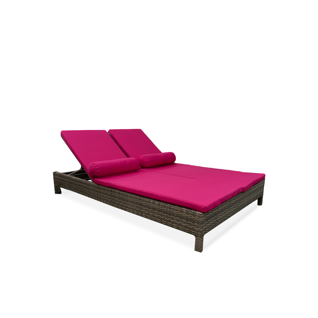 Deep pink double rest sunbed