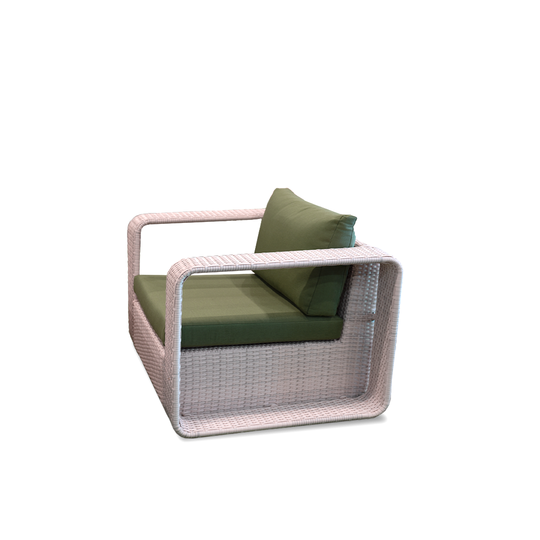 Aluminum green and white rattan lounge set