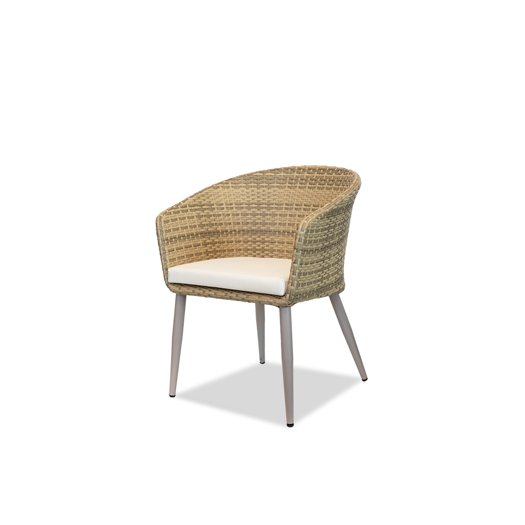 White lounge set with table and ottomans