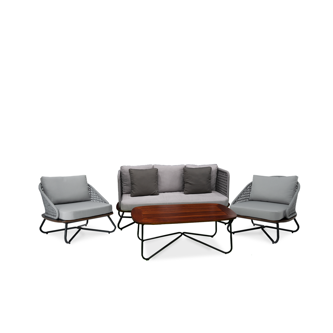 Grey and wood lounge set