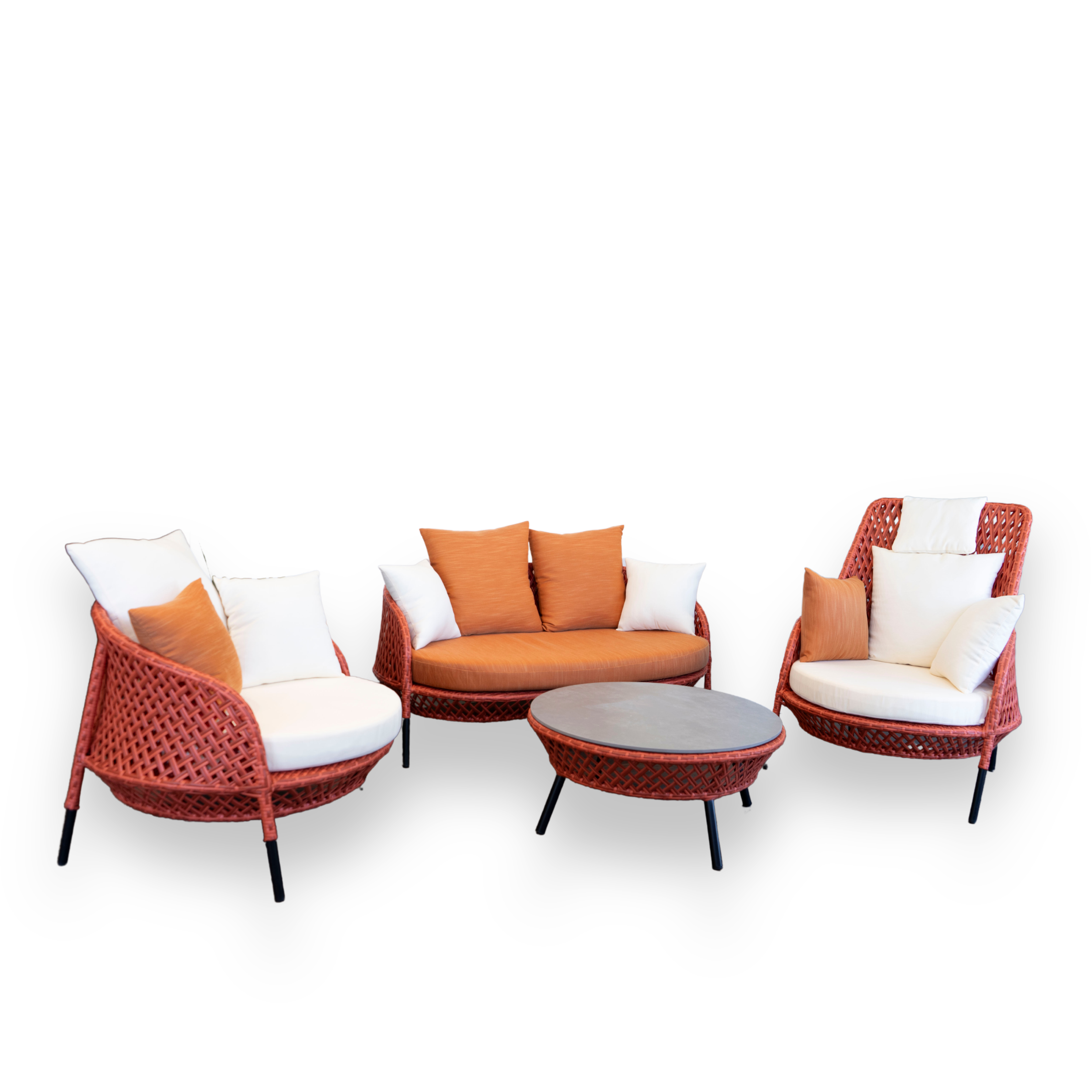 Modern Outdoor Aluminum Patio Lounge Sets with Cushions, 4-Piece