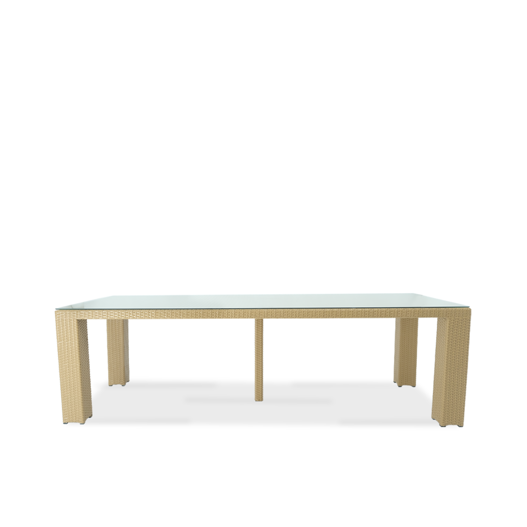 Outdoor Dining Set with Rectangle Glass Table and Rattan Chairs for eight