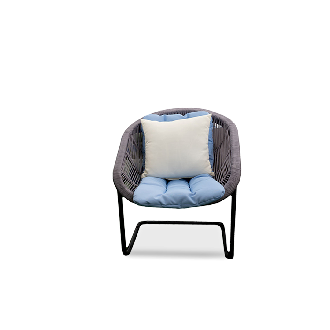 Blue Chairs & Glass-Top Table Set