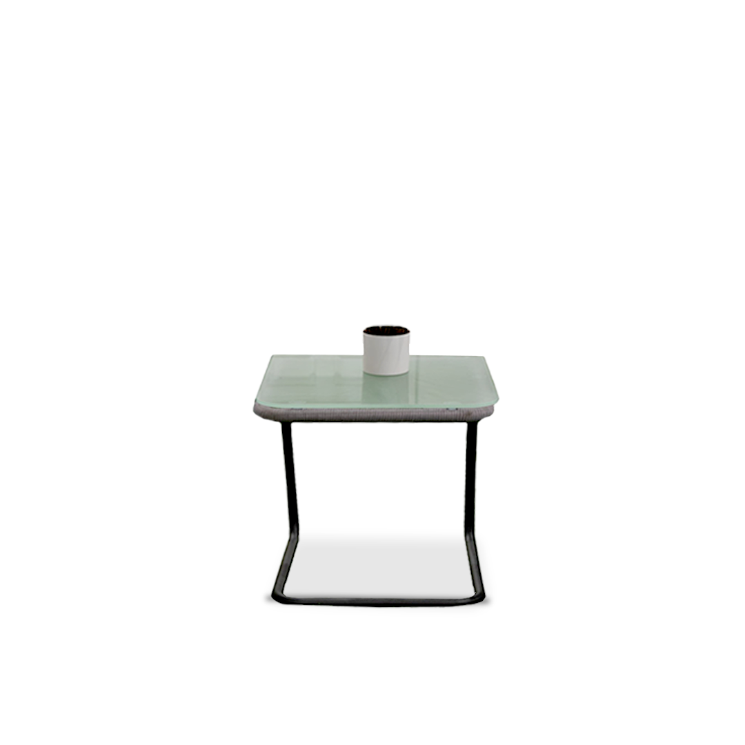 Blue Chairs & Glass-Top Table Set