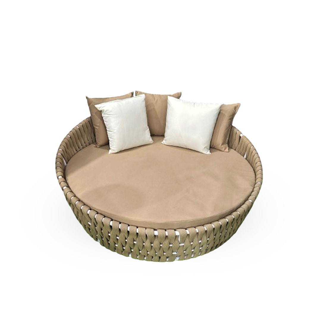 Round beige sunbed