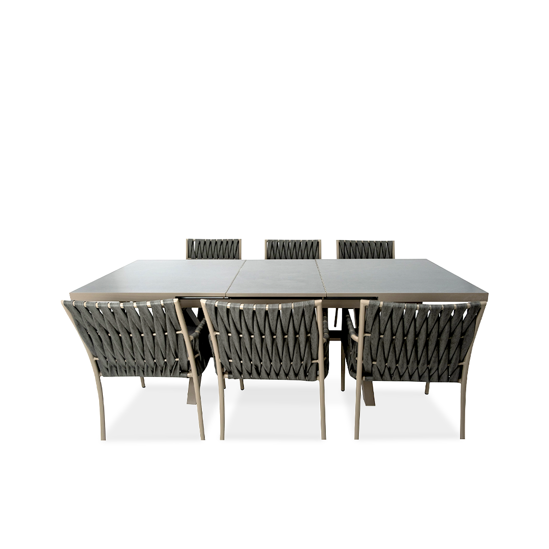 Grey dining set with extendable table