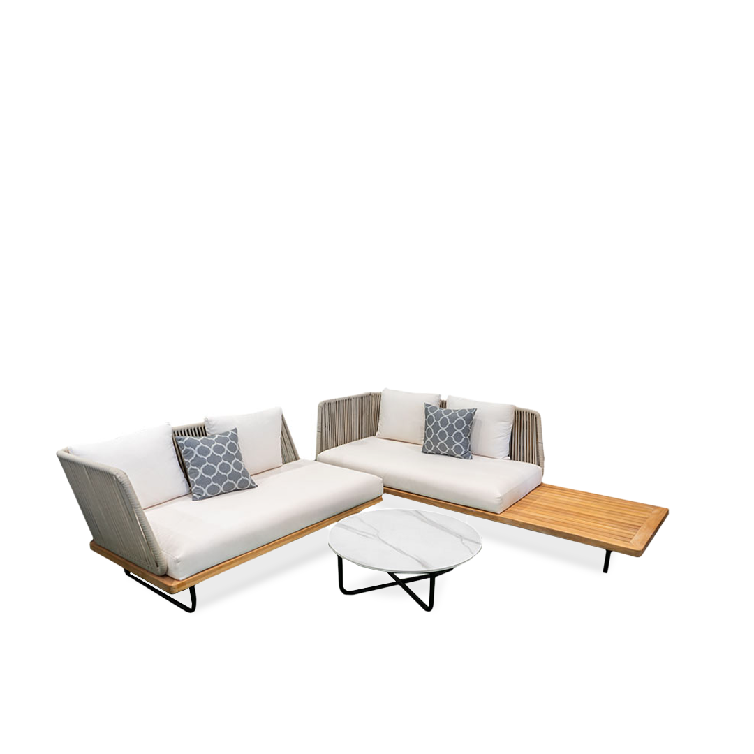 Sectional sofa set with white table