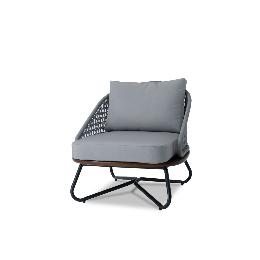 Aluminium Rope Wood Lounge Set with Coffee Table