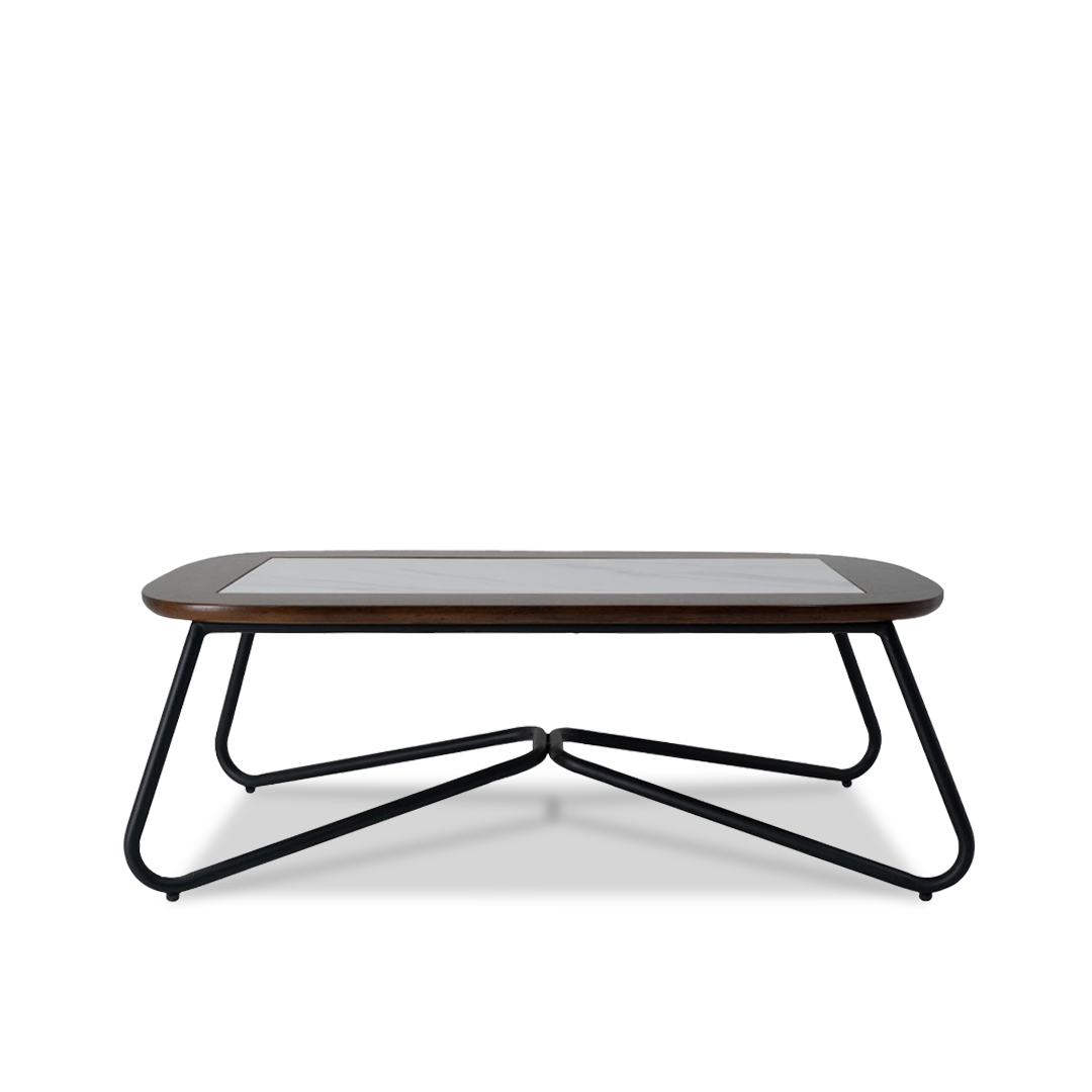 Aluminium Rope Wood Lounge Set with Coffee Table