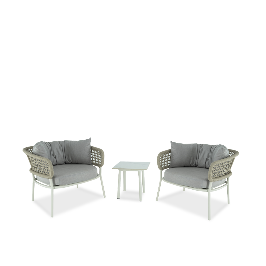 Set of Two Lounge Armchairs with table