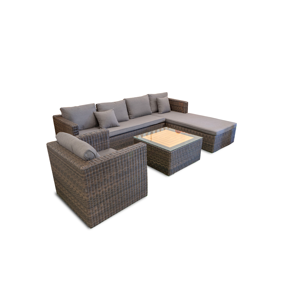 Grey and brown sectional sofa set