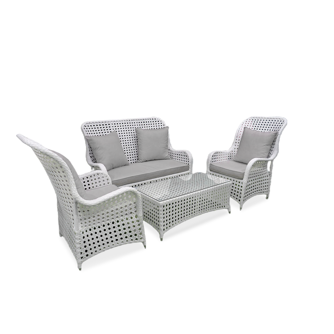 White rattan lounge set