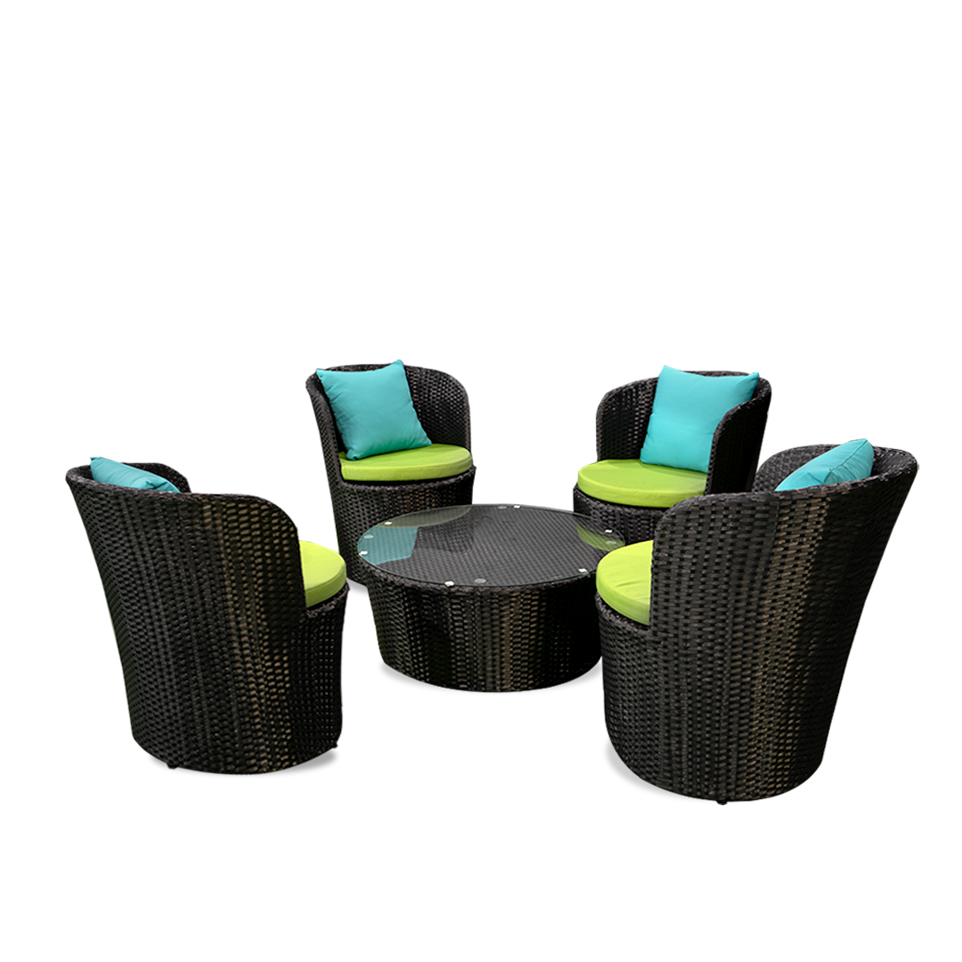 Green and Blue Lounge Set for 4