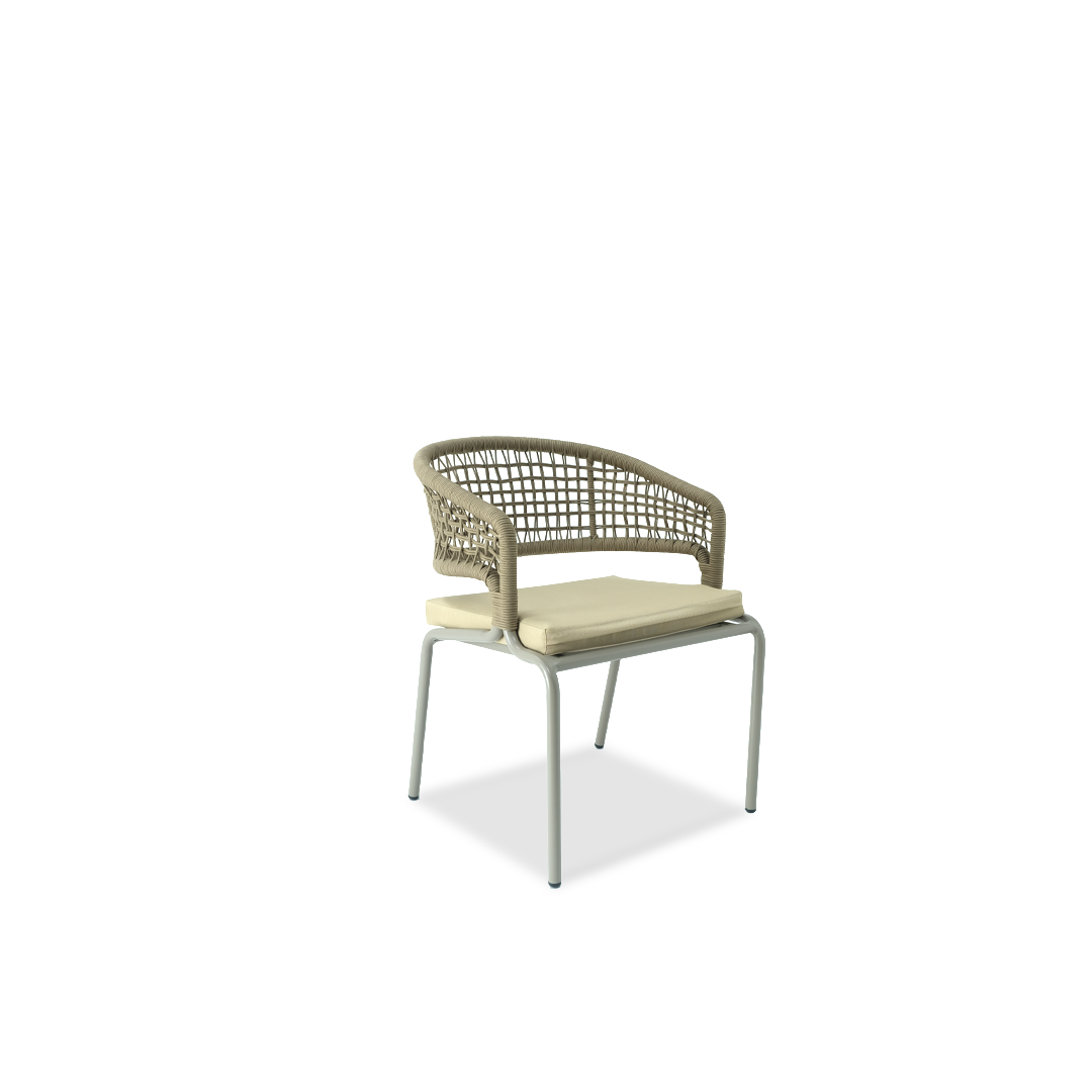 Beige Aluminum Alloy and Rope Dining Set for Six